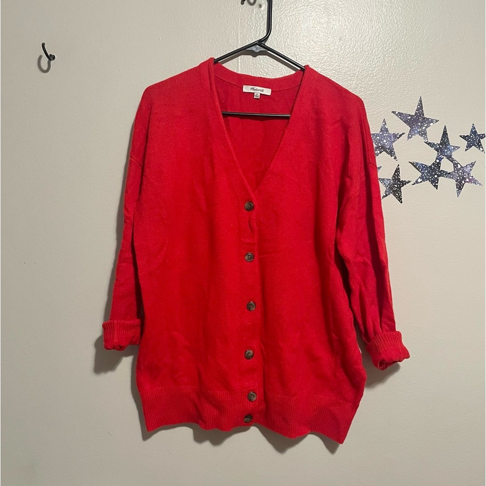 Madewell Red Cardigan Sweater